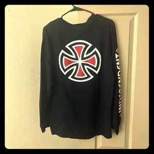 Men Independent Back Print Long-sleeve Shirt